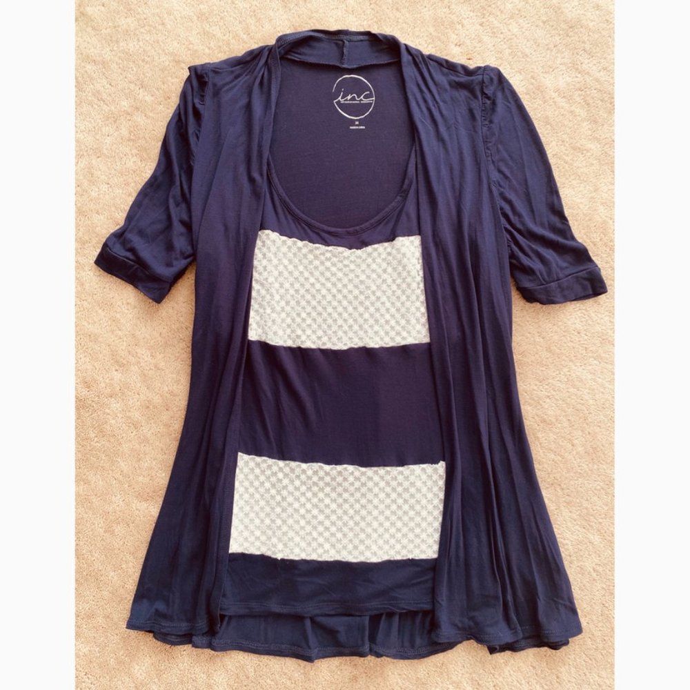 INC International Concepts Navy and White Striped Tank Top and Sweater